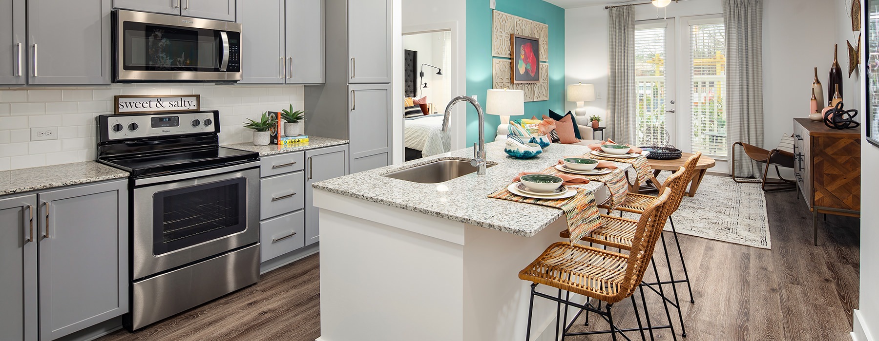Naturally lit spacious kitchens in units at The Catherine